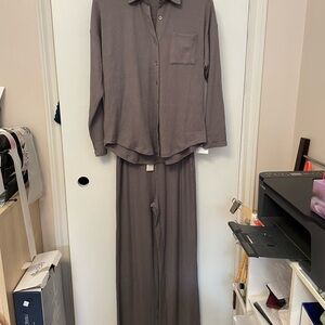 Z Supply Charcoal Button-Up PJ/lounge set